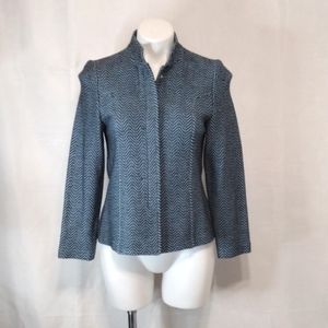 St John by Marie Gray Herringbone Button Down Blazer Coat Size 4 Classic Luxe